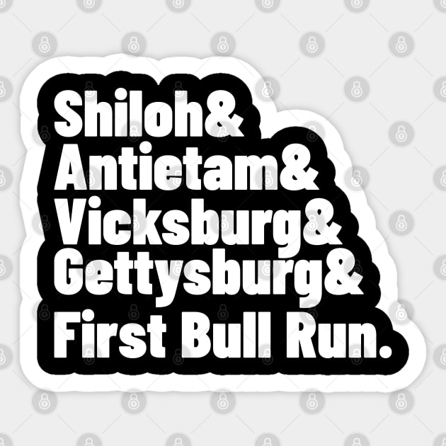 American Civil War History Battles Gettysburg Vicksburg Shiloh Sticker by Yesteeyear